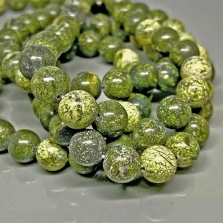 Natural Serpentine 10mm Smooth Round A Grade Gemstone Beads Strand