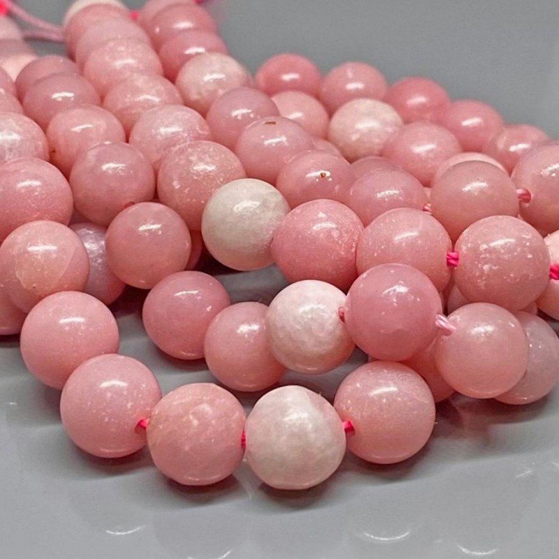 Natural Dyed Pink Opal 4mm Smooth Round AA Grade Gemstone Beads Strand