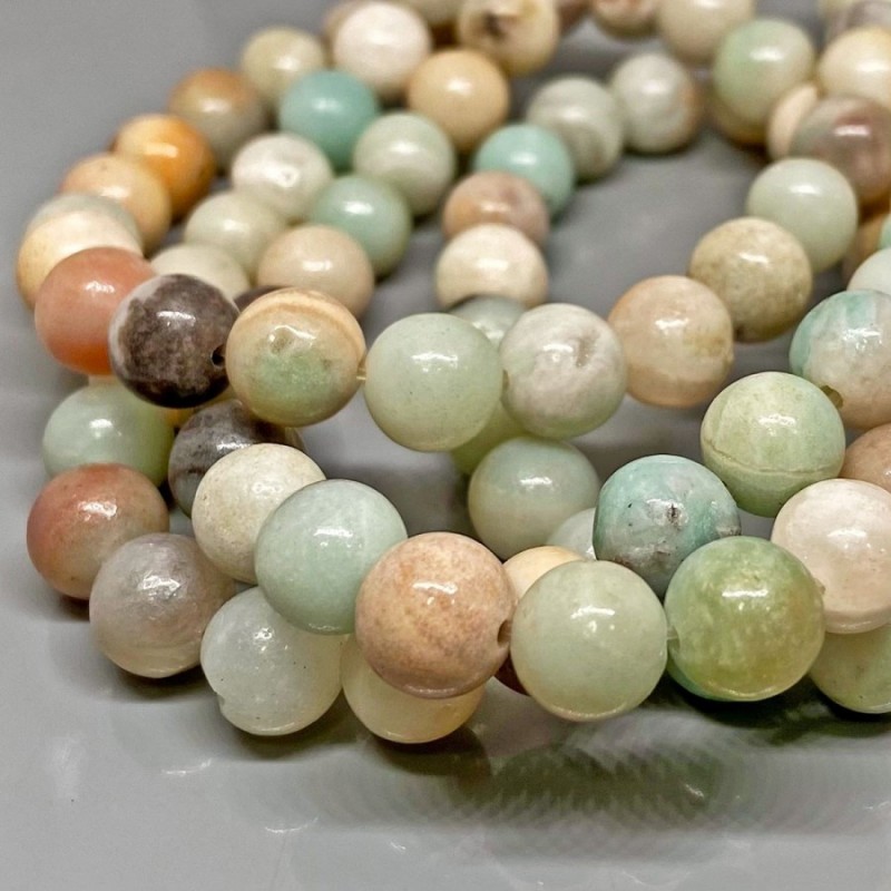 Natural Amazonite 10mm Smooth Round AA Grade Gemstone Beads Strand
