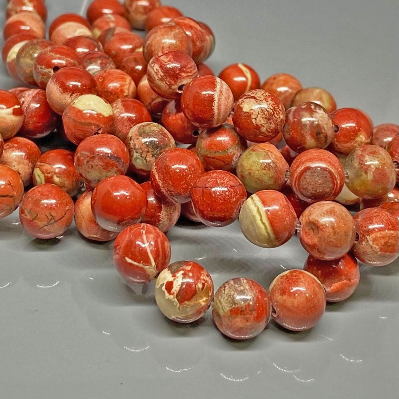Natural Red Jasper 10mm Smooth Round A Grade Gemstone Beads Strand