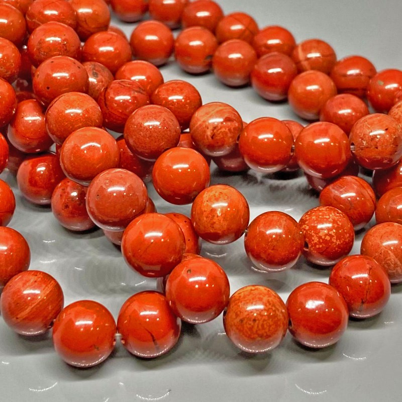 Natural Red Jasper 10mm Smooth Round AAA Grade Gemstone Beads Strand