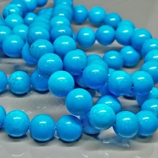 Natural Dyed Magnesite Turquoise 10mm Smooth Round AAA Grade Gemstone Beads Strand