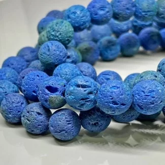 Natural Dyed Lava 6mm Smooth Round AA Grade Gemstone Beads Strand