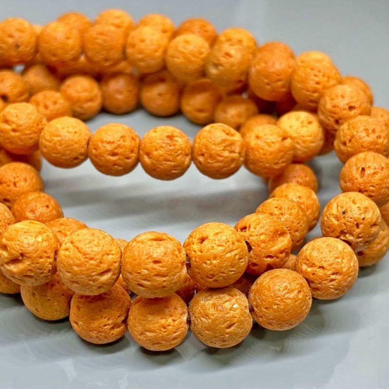 Natural Dyed Lava 8mm Smooth Round AA Grade Gemstone Beads Strand
