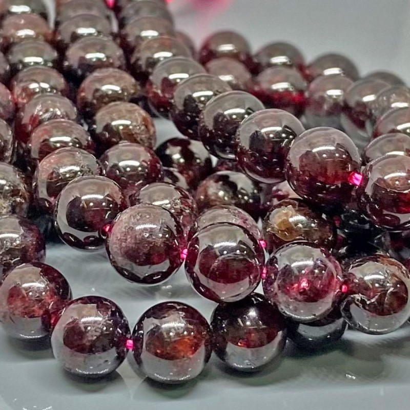 Natural Garnet 10mm Smooth Round A Grade Gemstone Beads Strand