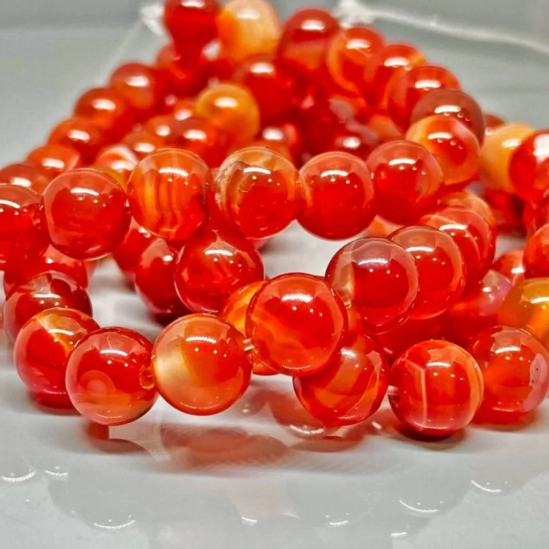 Natural Red Onyx 10mm Smooth Round AA Grade Gemstone Beads Strand