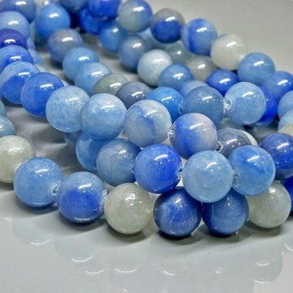 Natural Blue Aventurine 10mm Smooth Round AA Grade Gemstone Beads Strand