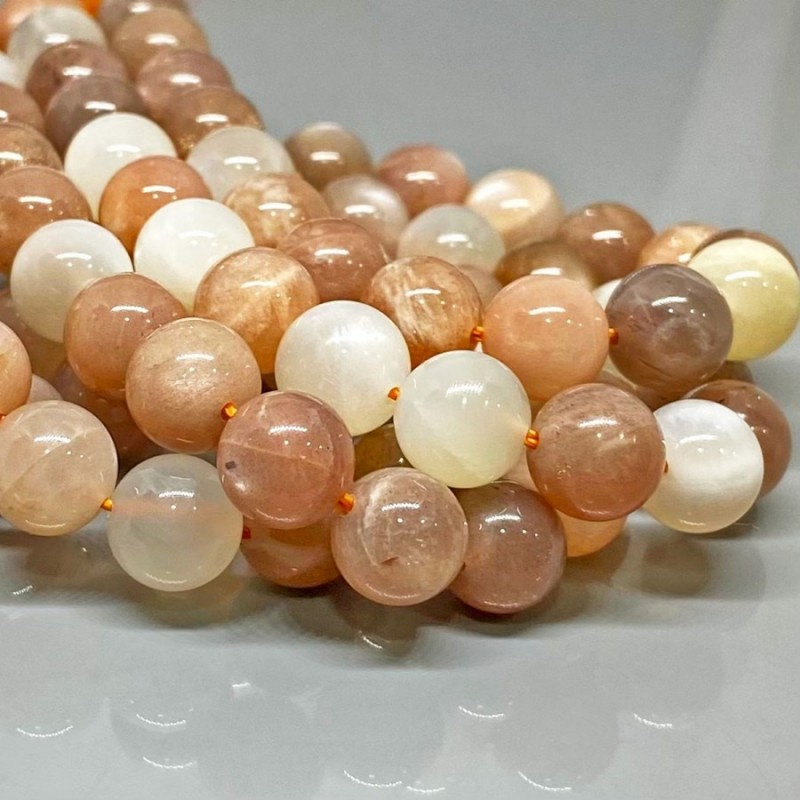 Natural Multi Moonstone 4mm Smooth Round AA+ Grade Gemstone Beads Strand