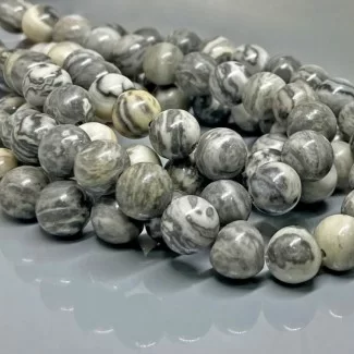 Natural Grey Jasper 8mm Smooth Round AA Grade Gemstone Beads Strand