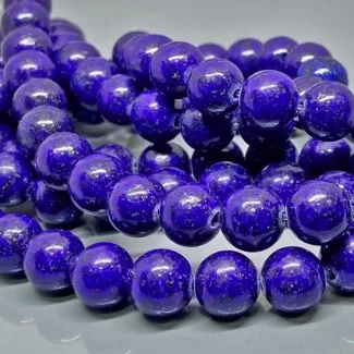 Natural Dyed Lapis Lazuli 10mm Smooth Round AA Grade Gemstone Beads Strand