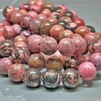 Natural Rhodonite 8mm Smooth Round AA Grade Gemstone Beads Strand