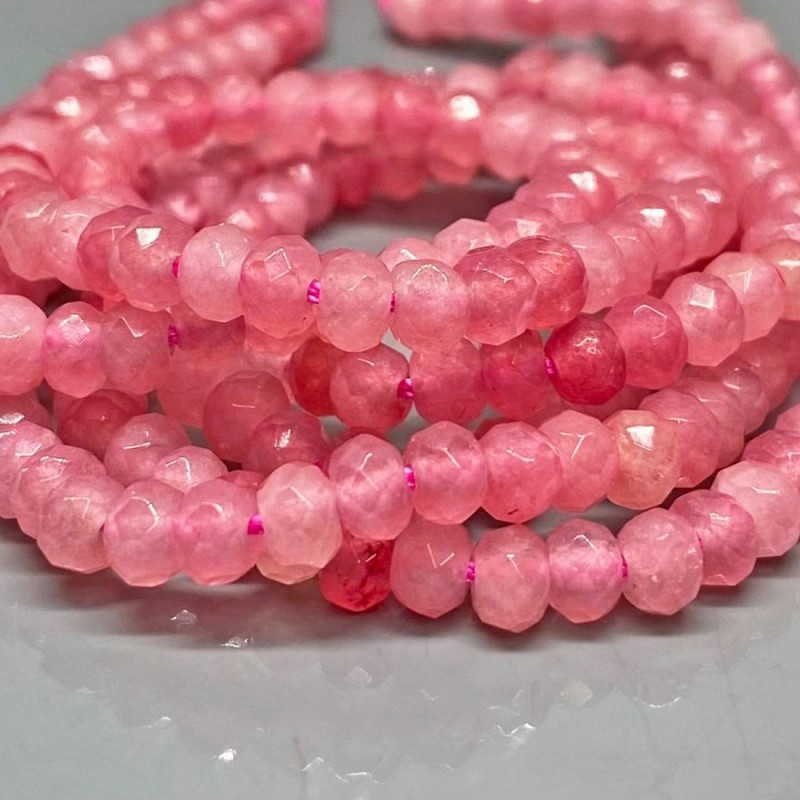Natural Dyed Jade 4mm Faceted Rondelle A Grade Gemstone Beads Strand