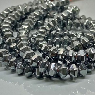 Natural Coated Hematite 5mm Smooth Hexagon AAA Grade Gunmetal Beads Strand 