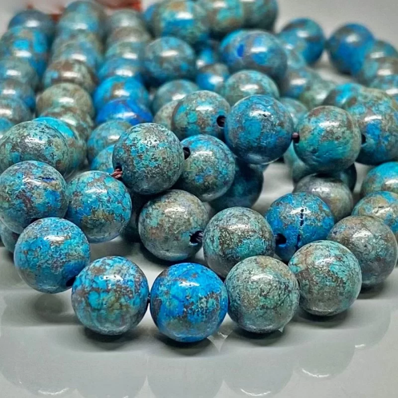 Natural Shattuckite 10mm Smooth Round AA+ Grade Gemstone Beads Strand