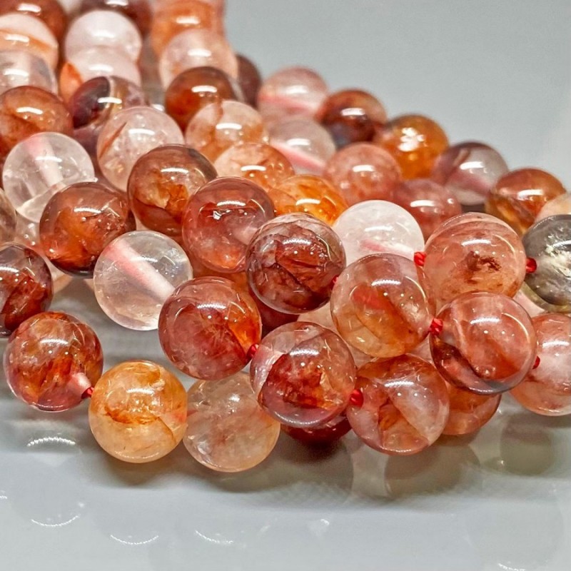 Natural Red Graden Quartz 10mm Smooth Round AA Grade Gemstone Beads Strand