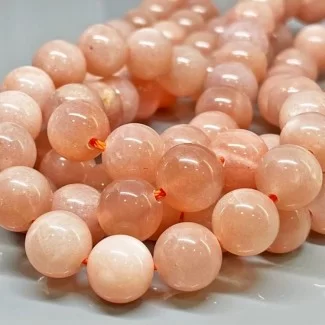 Natural Peach Moonstone 8mm Smooth Round AA Grade Gemstone Beads Strand