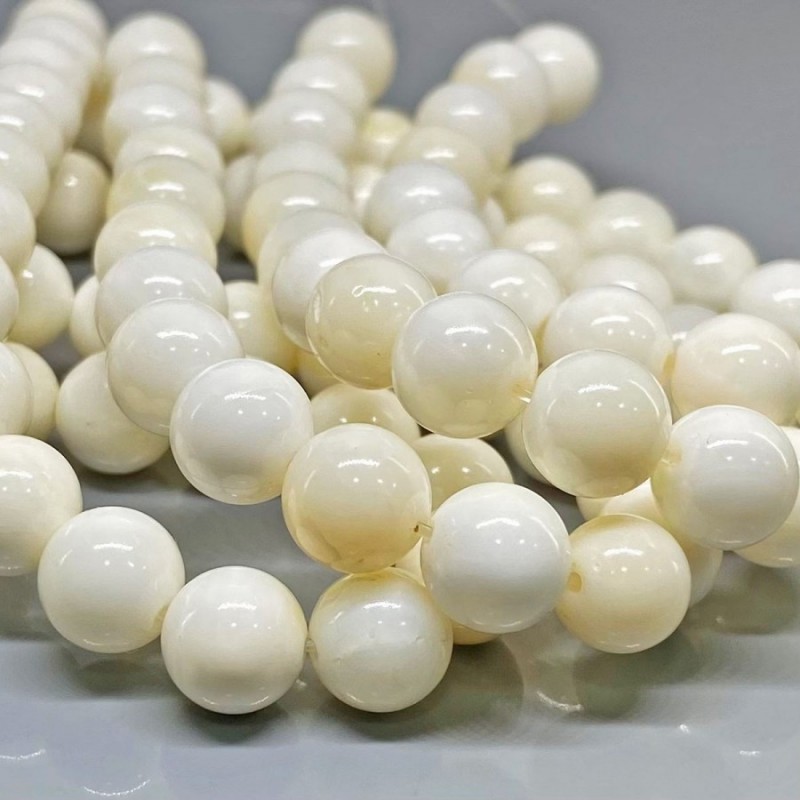 Natural Mother Of Pearl 10mm Smooth Round AA Grade Gemstone Beads Strand