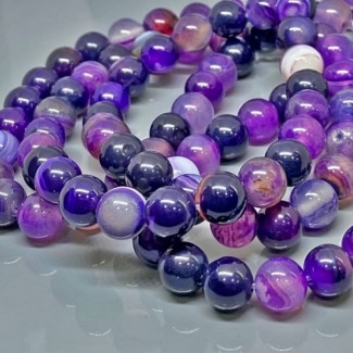 Natural Dyed Blue Onyx 8mm Smooth Round AA Grade Gemstone Beads Strand