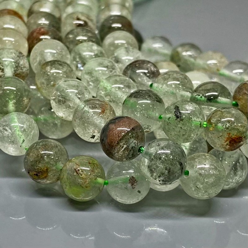 Natural Green Graden Quartz 10mm Smooth Round AA Grade Gemstone Beads Strand