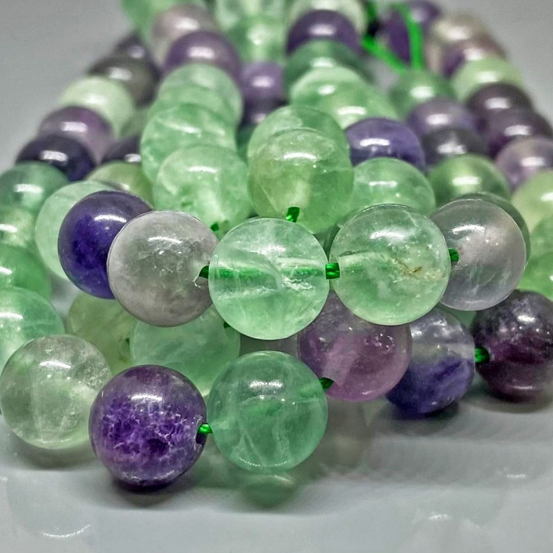 Natural Multi Fluorite 4mm Smooth Round A Grade Gemstone Beads Strand