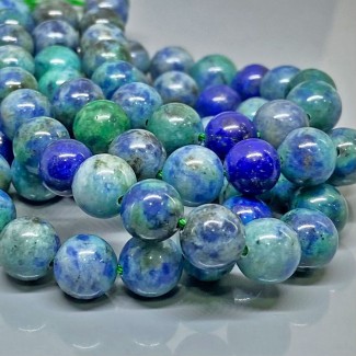 Natural Azurite Malachite 8mm Smooth Round AA Grade Gemstone Beads Strand