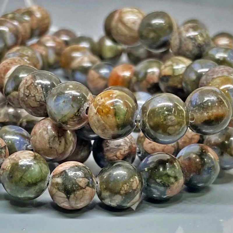 Natural Llanite 10mm Smooth Round AA Grade Gemstone Beads Strand