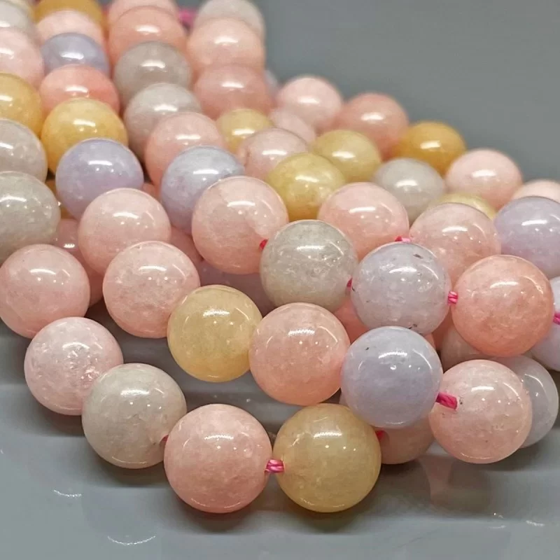 Natural Dyed Morganite 8mm Smooth Round AA Grade Gemstone Beads Strand