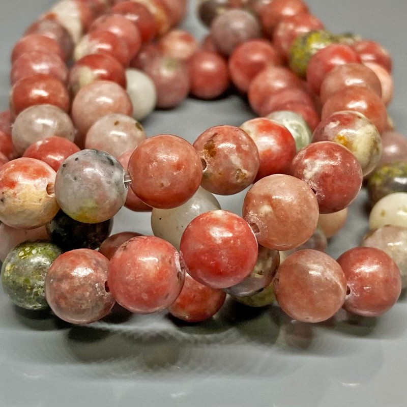 Natural Rhodonite 10mm Smooth Round AA Grade Gemstone Beads Strand