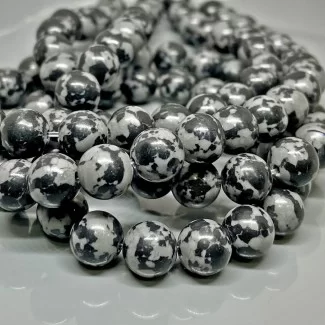 Natural Snowflake Obsidian 6mm Smooth Round AA Grade Gemstone Beads Strand