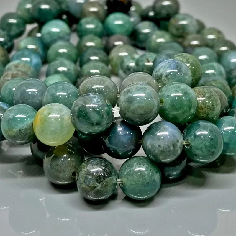 Natural Moss Agate 4mm Smooth Round AAA Grade Gemstone Beads Strand