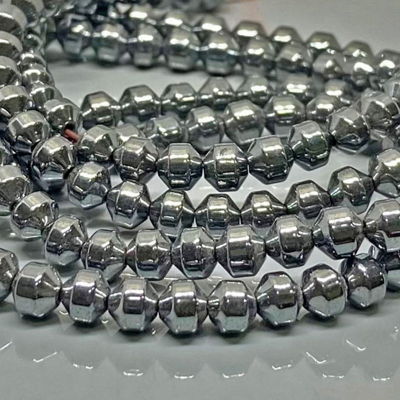 Natural Coated Hematite 4mm Smooth Bicon AAA Grade Gunmetal Beads Strand 