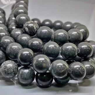Natural Black Jet 10mm Smooth Round AAA Grade Gemstone Beads Strand