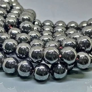 Natural Magnetic Hematite 8mm Smooth Round AAA Grade Gunmetal Beads Strand 