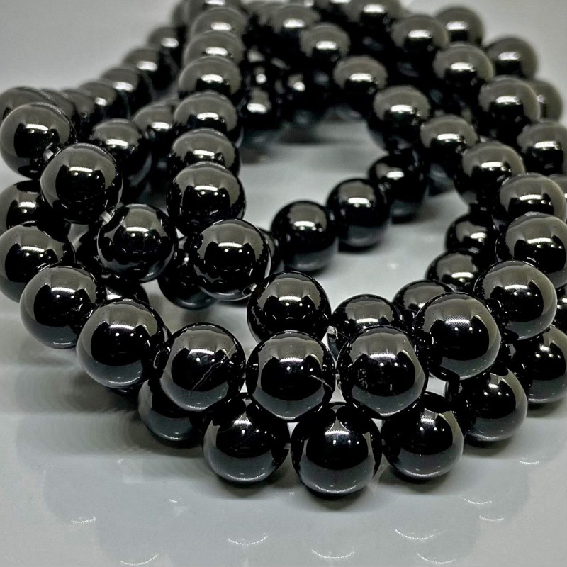 Natural Black Onyx 4mm Smooth Round AAA Grade Gemstone Beads Strand