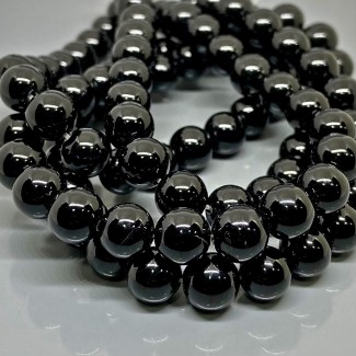 Natural Black Onyx 10mm Smooth Round AAA Grade Gemstone Beads Strand