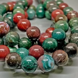 Natural Indian Bloodstone 10mm Smooth Round AAA Grade Gemstone Beads Strand