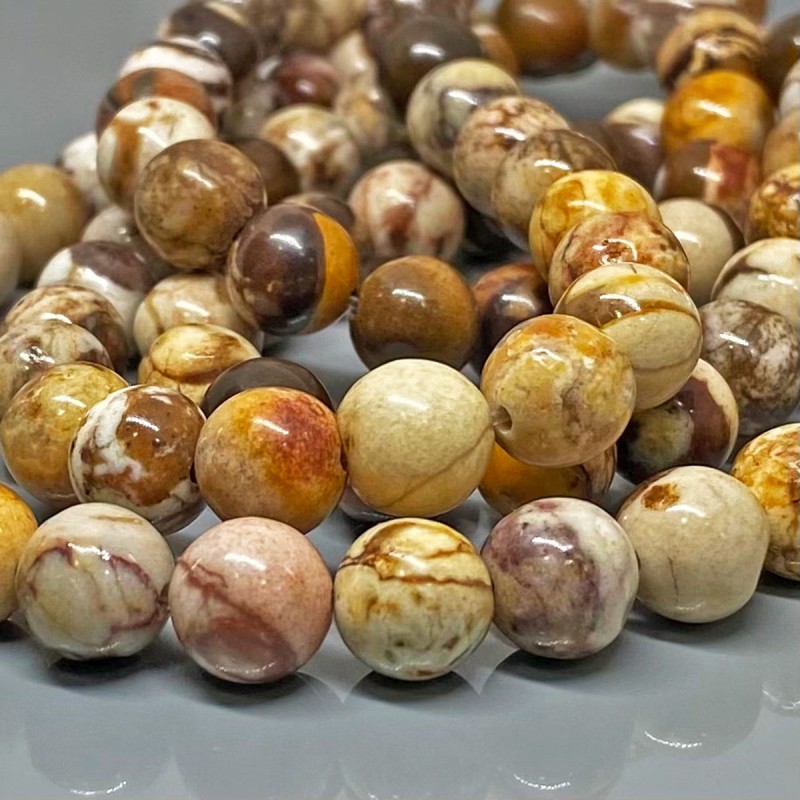 Natural Peanut jasper 8mm Smooth Round AA+ Grade Gemstone Beads Strand