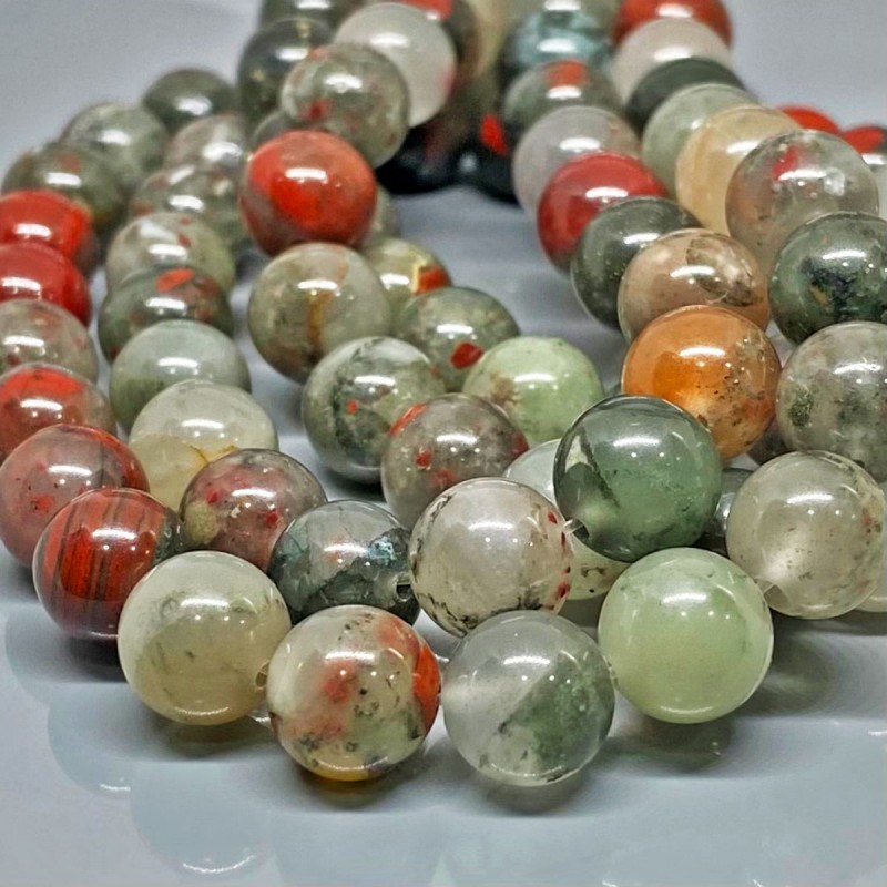 Natural African Bloodstone 6mm Smooth Round AA+ Grade Gemstone Beads Strand