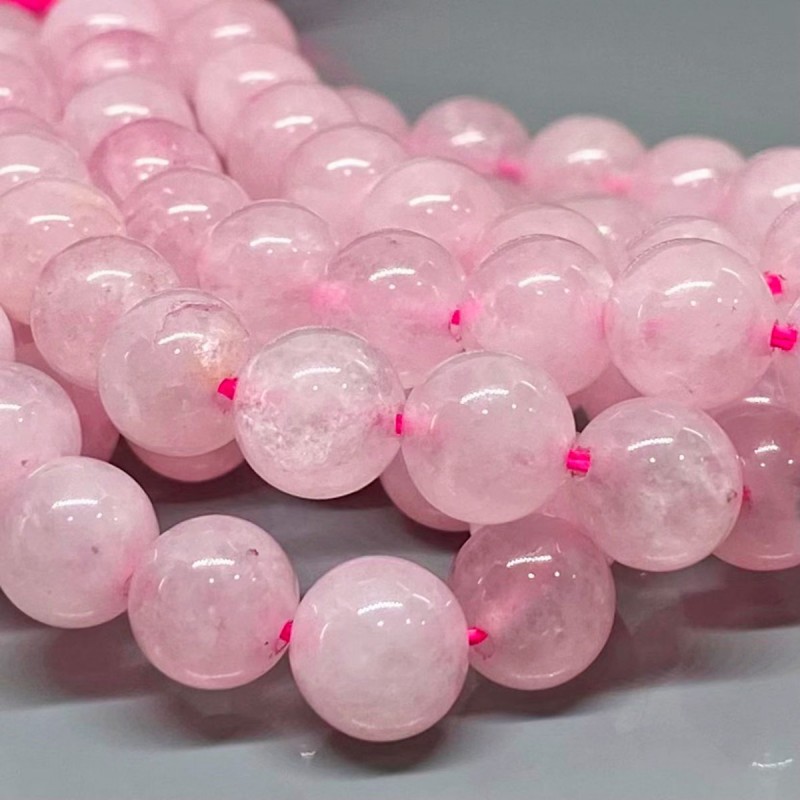 Natural Dyed Rose Quartz 8mm Smooth Round A Grade Gemstone Beads Strand