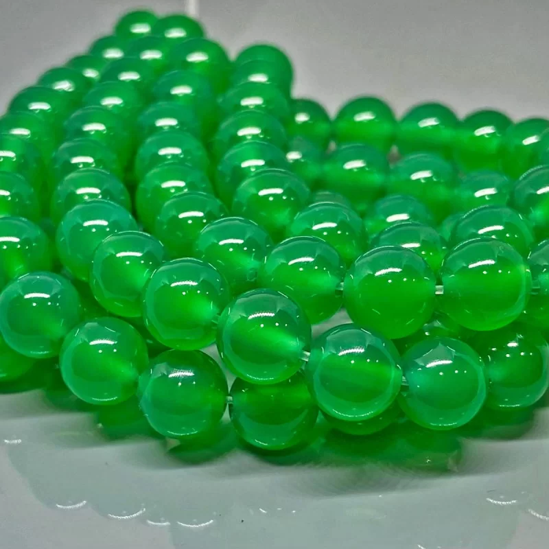 Natural Green Onyx 6mm Smooth Round AAA Grade Gemstone Beads Strand
