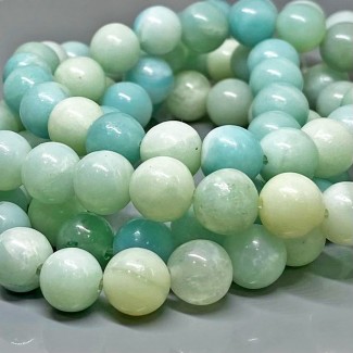 Natural Amazonite 10mm Smooth Round AA Grade Gemstone Beads Strand