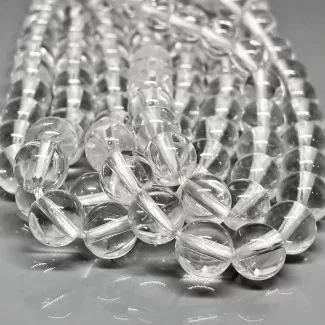 Natural Crystal Quartz 10mm Smooth Round AAA Grade Gemstone Beads Strand