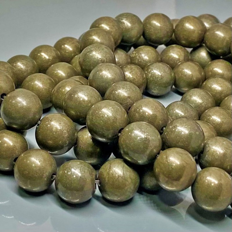 Natural Pyrite 8mm Smooth Round AAA Grade Gemstone Beads Strand
