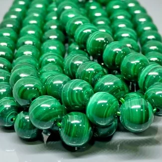 Natural Malachite 10mm Smooth Round AAA Grade Gemstone Beads Strand