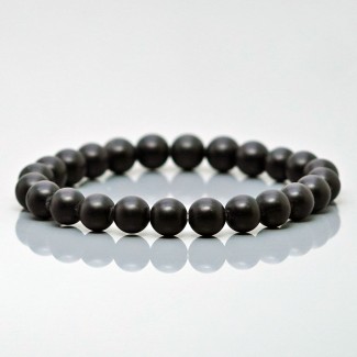 Natural Black Onyx 10mm Smooth Round AA Grade Gemstone Beads Stretch Bracelet