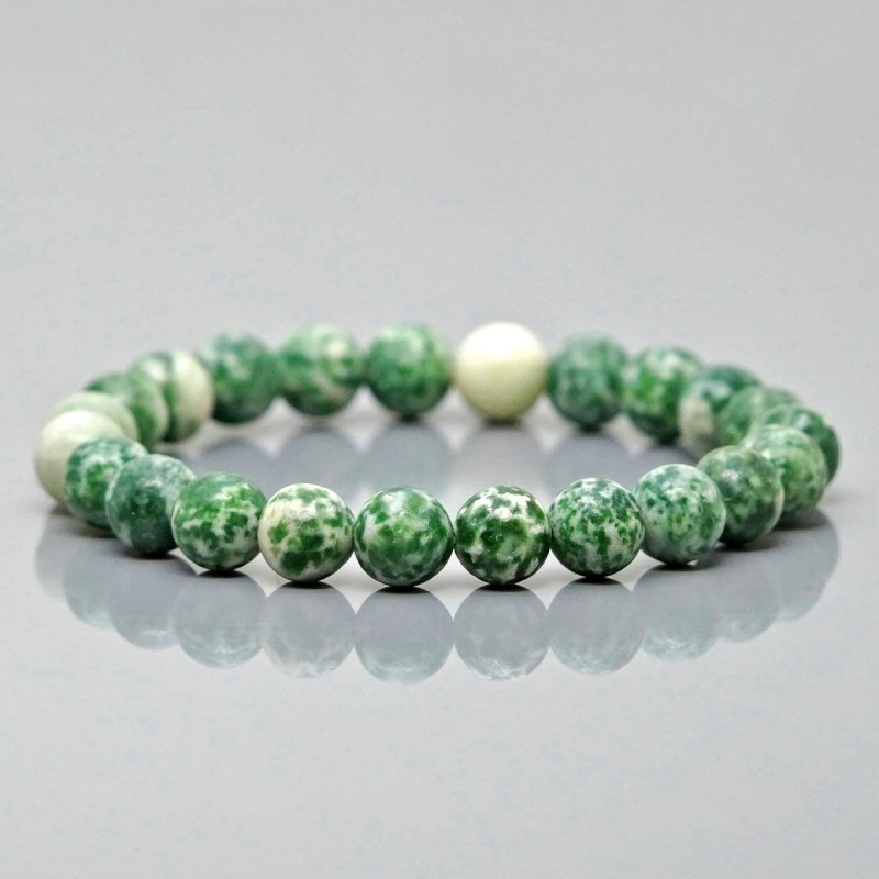 Natural Matte Tree Agate 10mm Smooth Round A Grade Gemstone Beads Stretch Bracelet