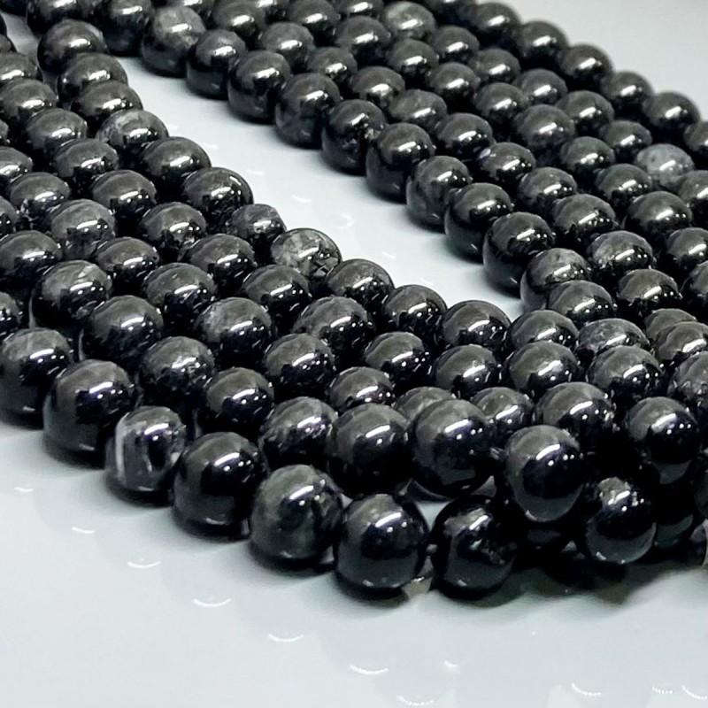 Natural Black Quartz 6mm Smooth Round AA Grade Gemstone Beads Strand