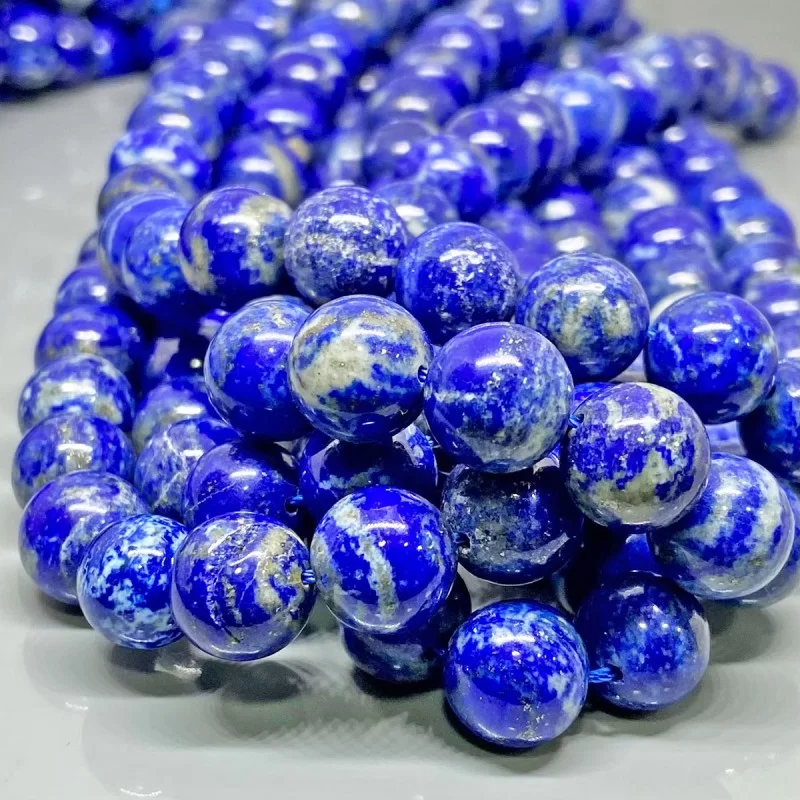 Natural Lapis Lazuli 10mm Smooth Round AA Grade Gemstone Beads Strand