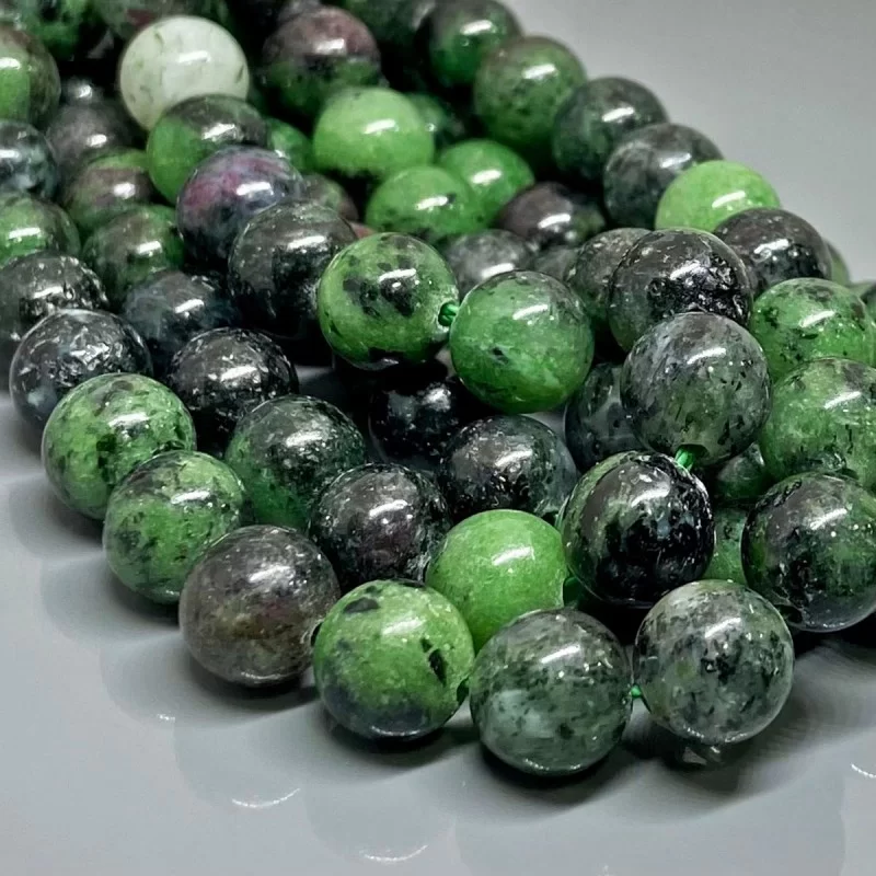 Natural Ruby Zoisite 6mm Smooth Round AA Grade Gemstone Beads Strand