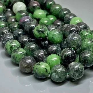 Natural Ruby Zoisite 8mm Smooth Round AA Grade Gemstone Beads Strand